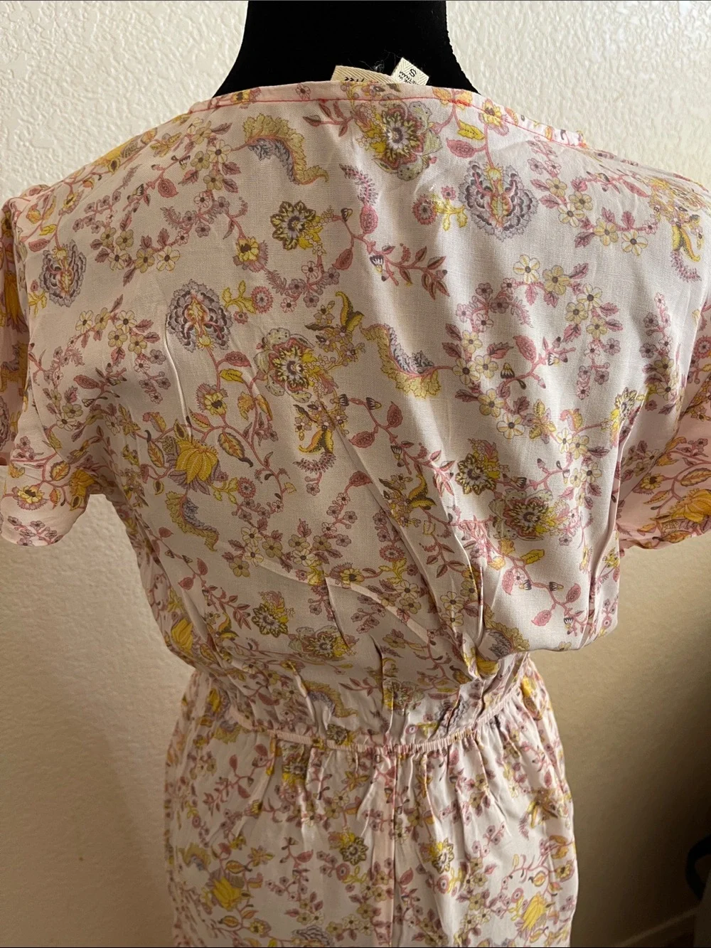 Boho Wrap Maxi Dress in Light Pink and Yellow - Picture 5 of 6